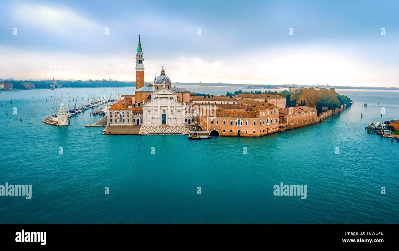 Island of San Giorgio Maggiore in Venetian Lagoon, Venice, Italy Stock Photo