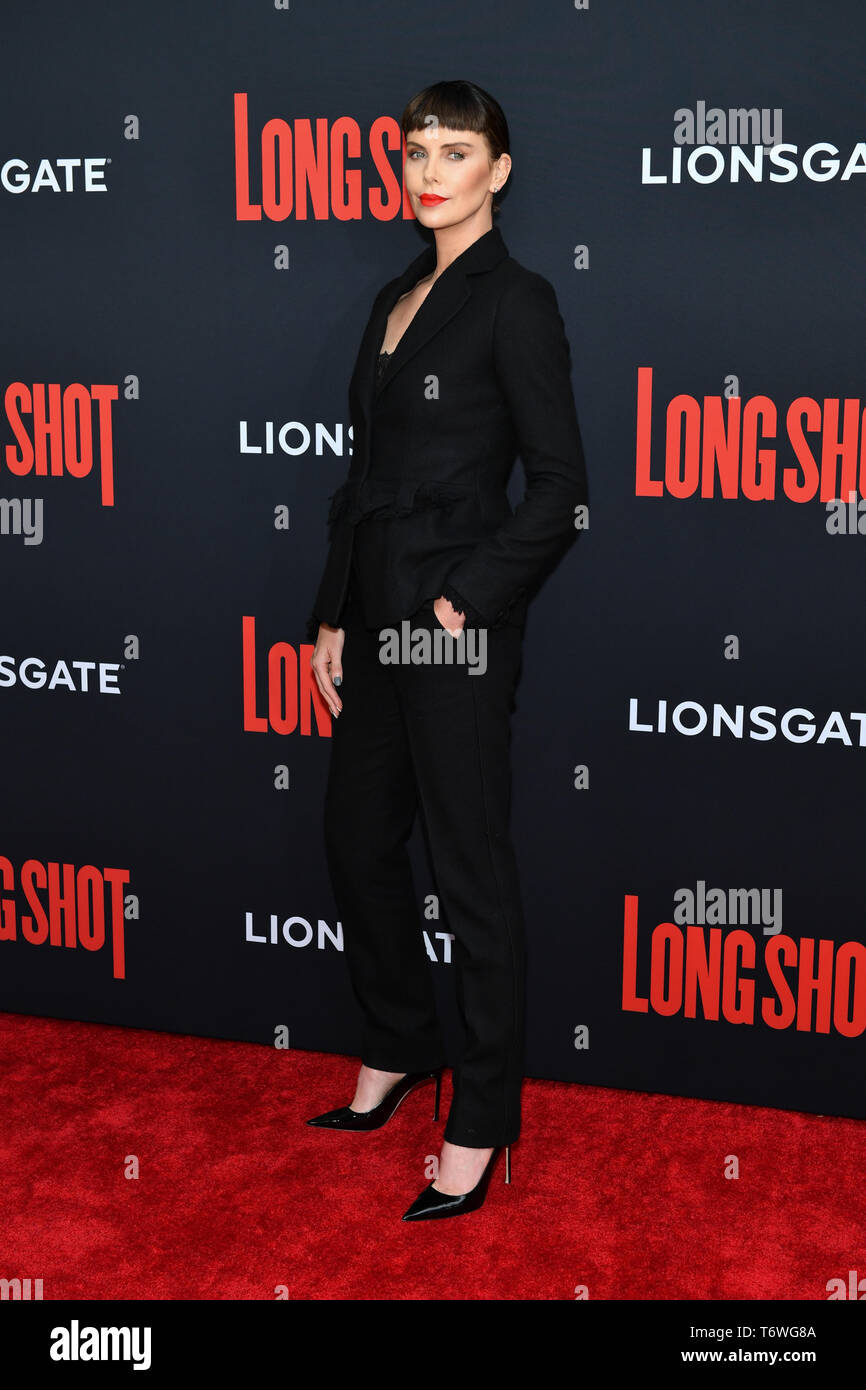 Charlize Theron attends the premiere of 'Long Shot' at AMC Lincoln Square Theater on April 30, 2019 in New York City. Stock Photo