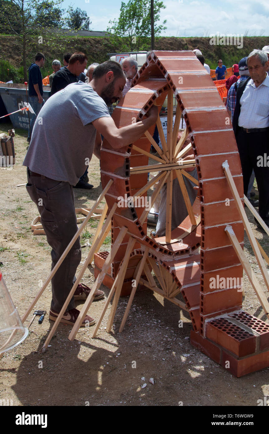 bricklaying competition country fair Catalunya Stock Photo Alamy