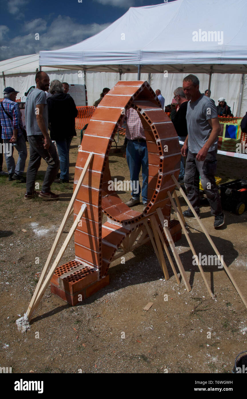 bricklaying competition country fair Catalunya Stock Photo Alamy