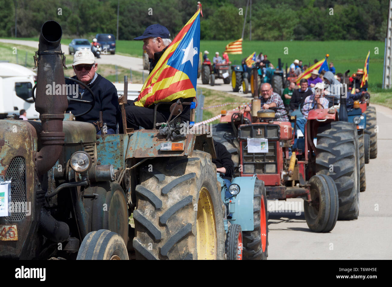 tractor procession at country fair Catalunya Stock Photo