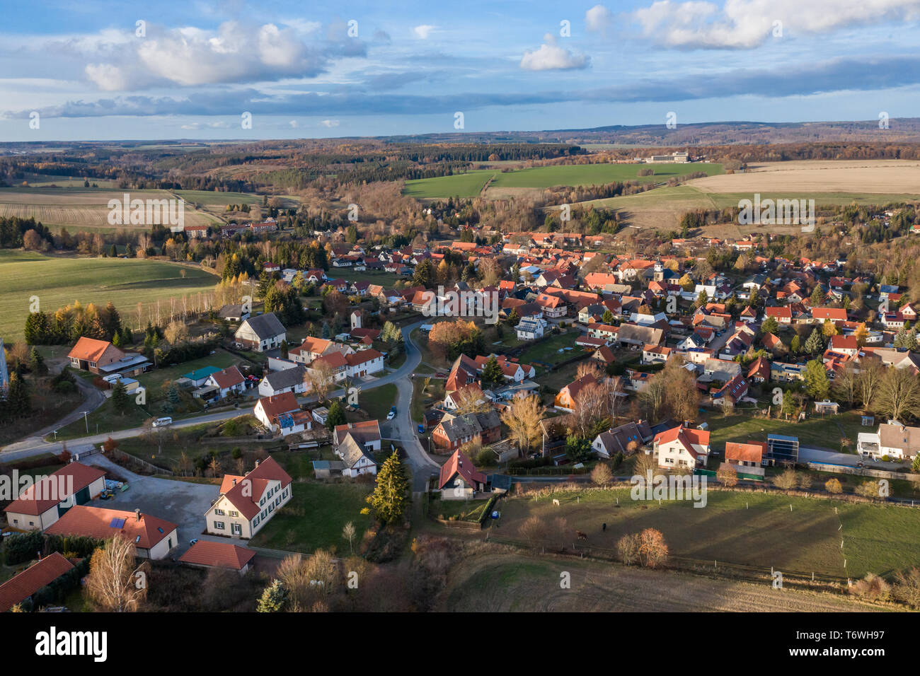 The small Village Strassberg in Saxony-Anhalt, Germany Stock Photo