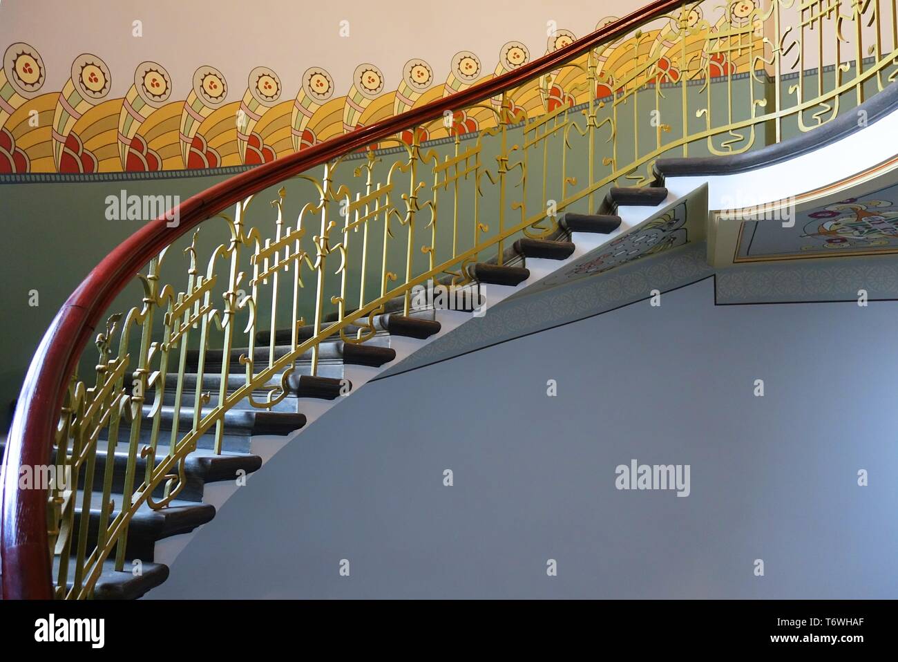 Spiral staircase in the Art Nouveau style Stock Photo - Alamy