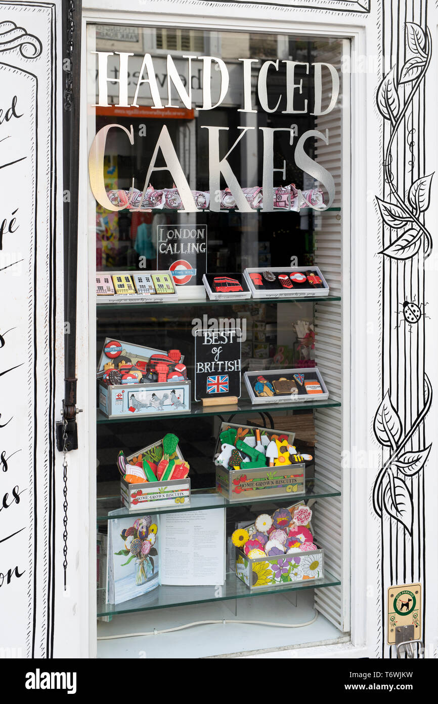 Biscuiteers cake and biscuit shop window, Kensington Park Road, Notting