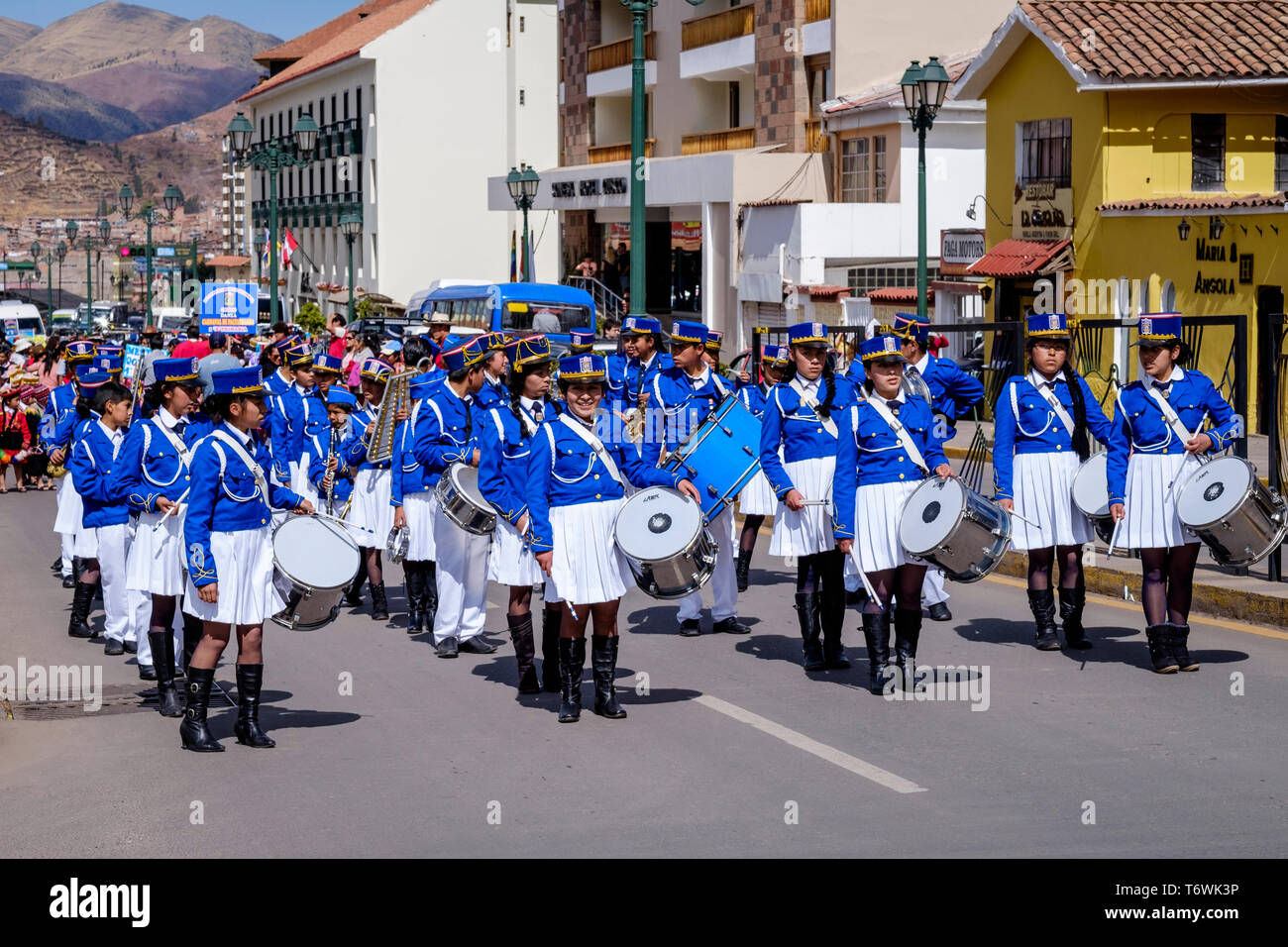 School parade Music Band in uniform in Cusco, Peru Stock Photo - Alamy