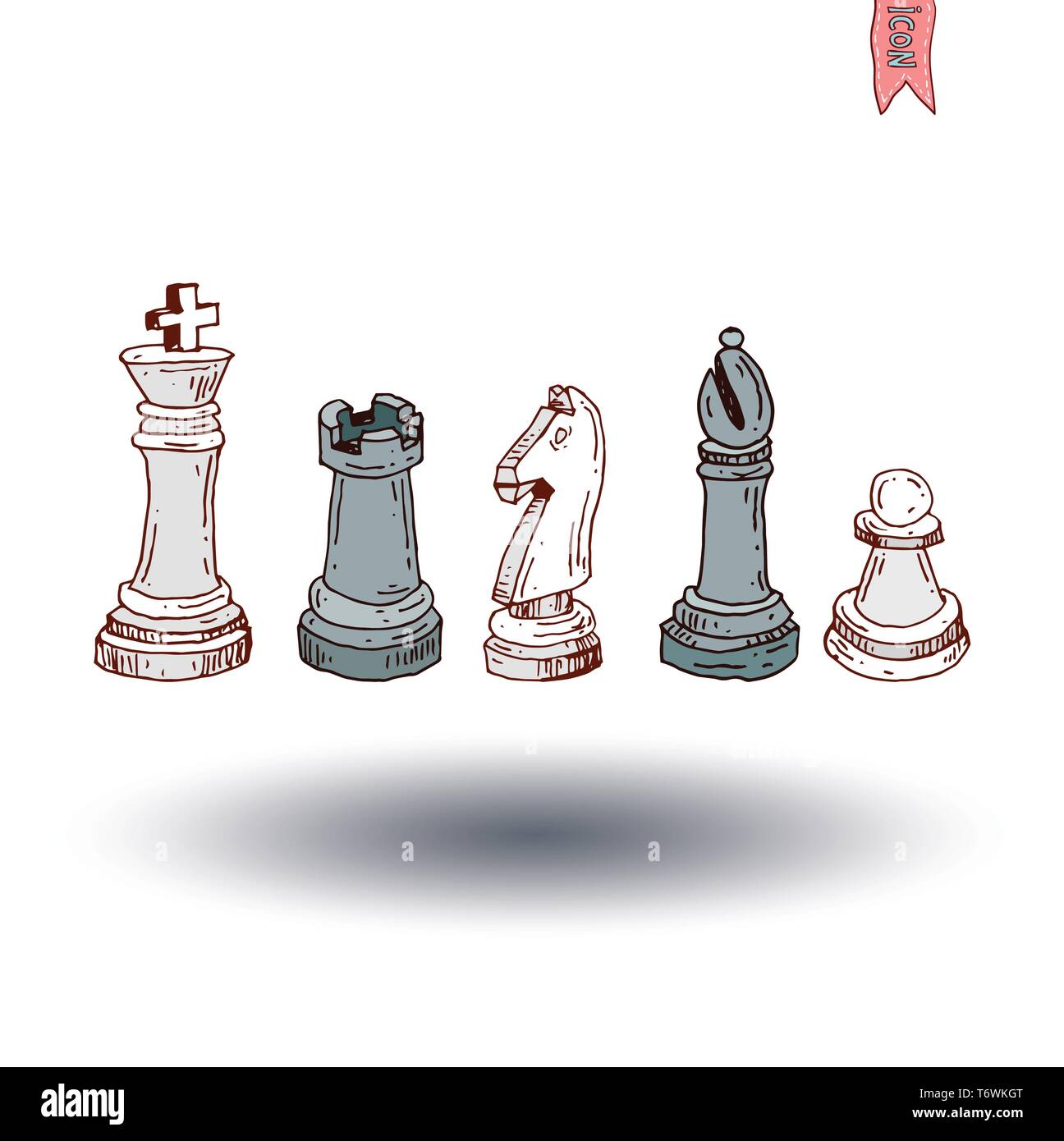 Hand Drawn Chess Pieces Vector Vector Art & Graphics