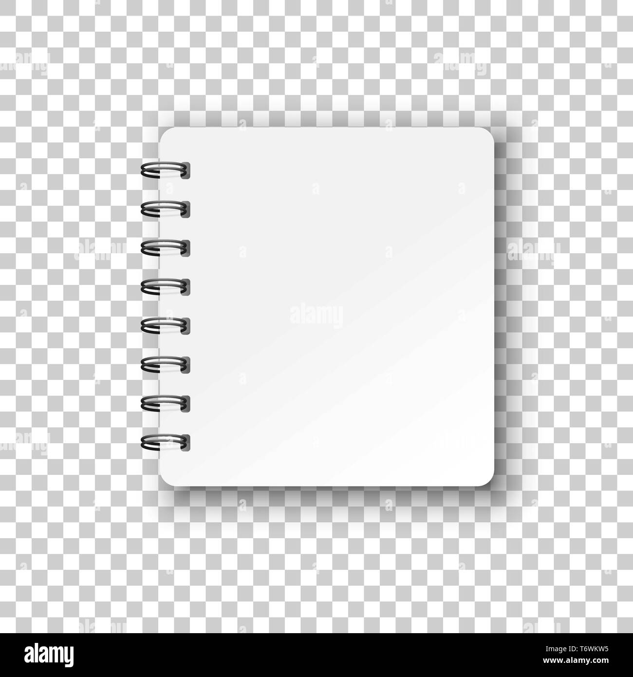 Blank mock up notepad icon in transparent style. Spiral notebook document vector illustration on isolated background. Diary paper page template busine Stock Vector