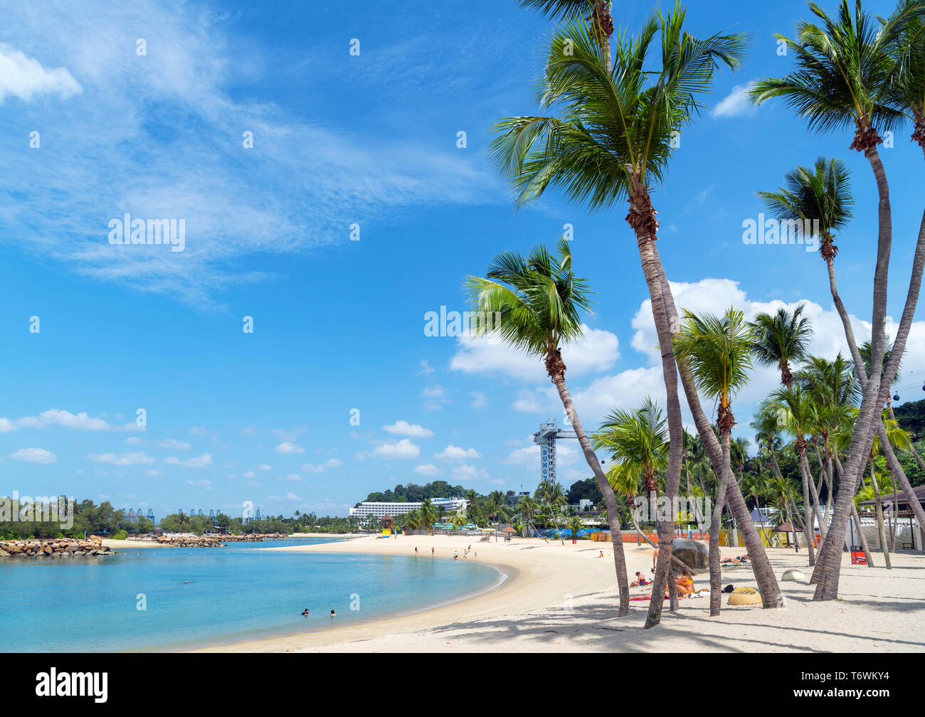 Singapore Sentosa. Siloso Beach on Sentosa Island, Singapore Stock Photo