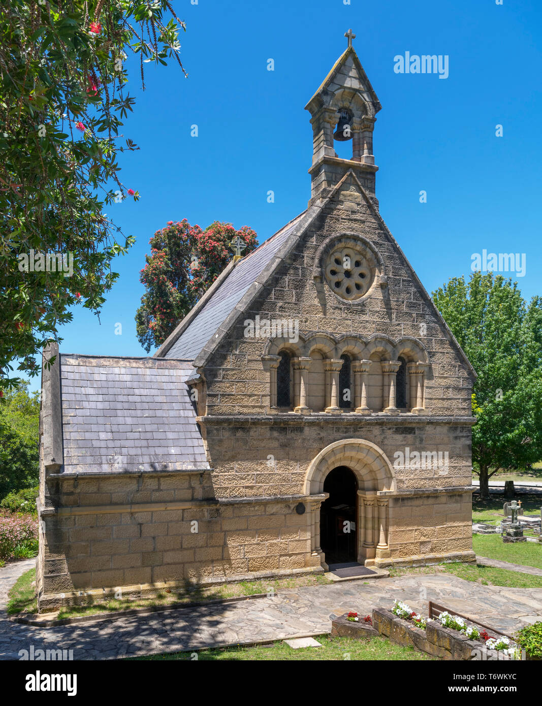 Norman style church in Belvidere, Knysna, Garden Route, Western Cape, South Africa Stock Photo