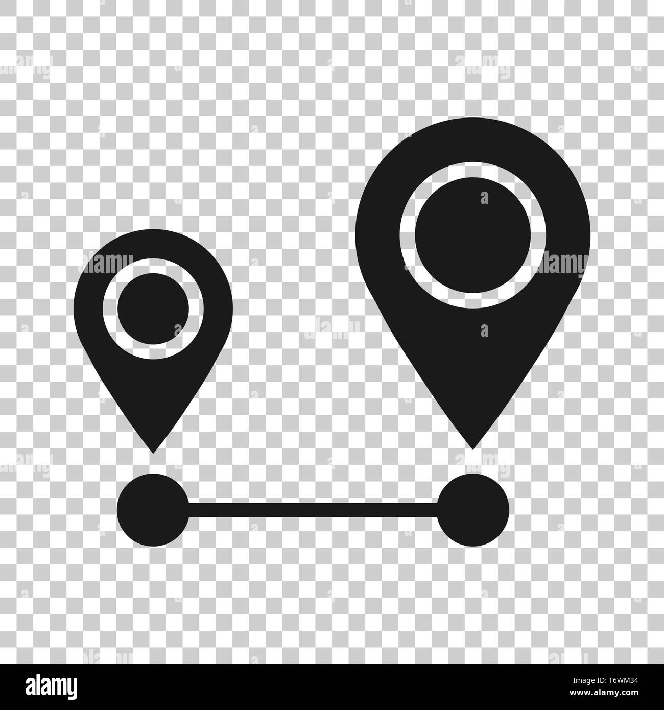 Distance pin icon in transparent style. Gps navigation vector
