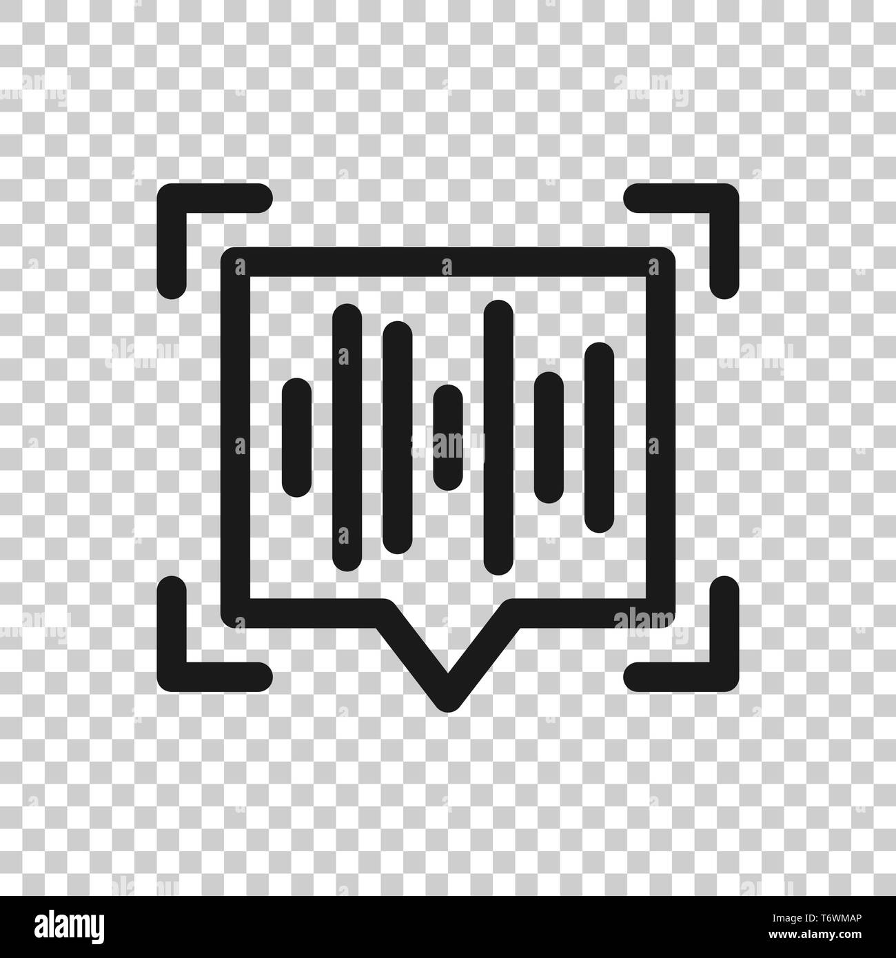 Voice recognition icon in transparent style. Authentication sound vector illustration on isolated background. Soundwave business concept. Stock Vector