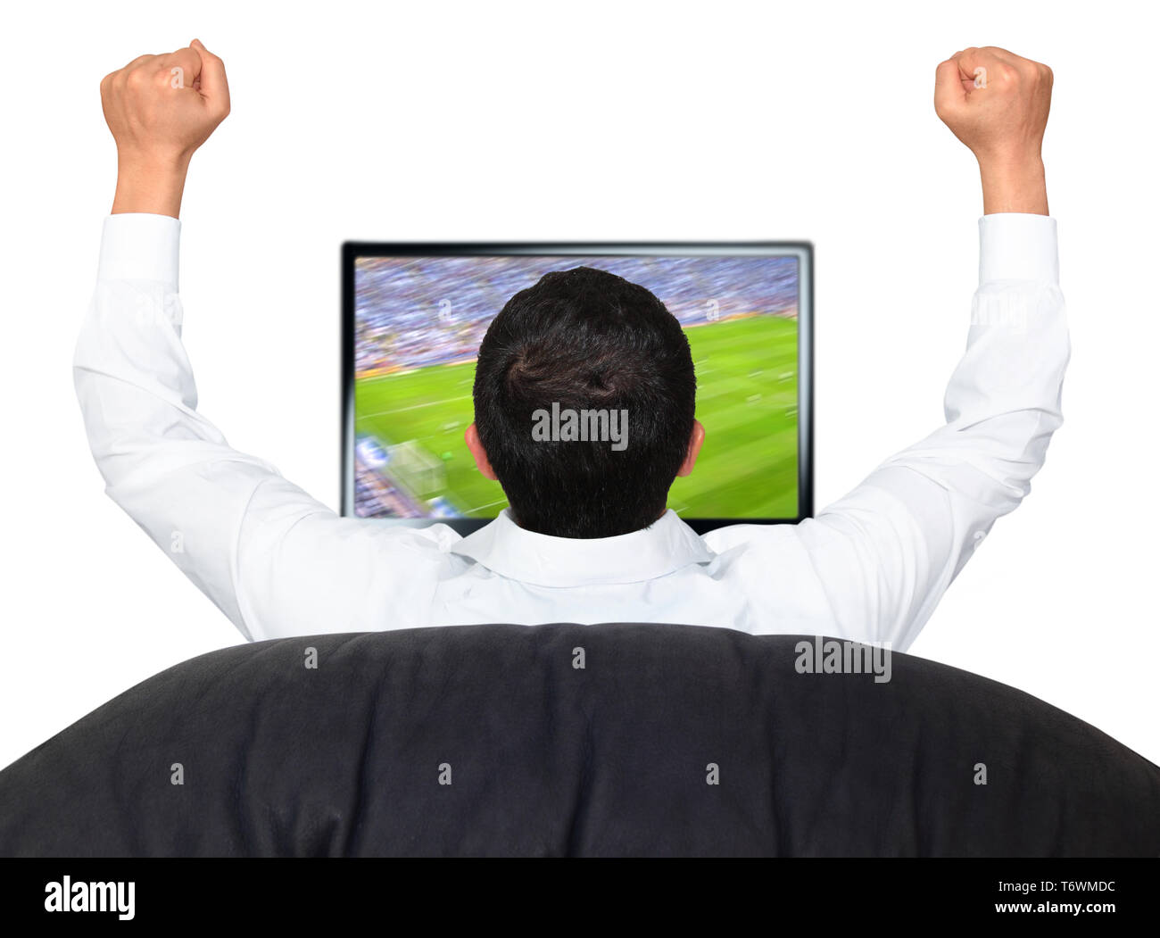 man is watching TV Stock Photo