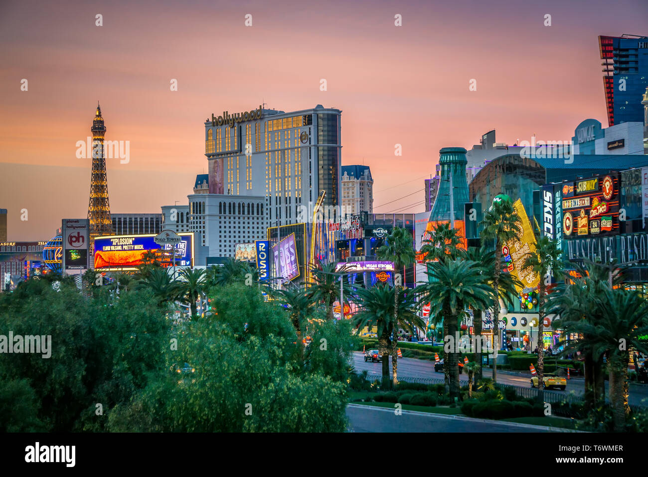 las vegas nevada evening city lights and street views Stock Photo - Alamy