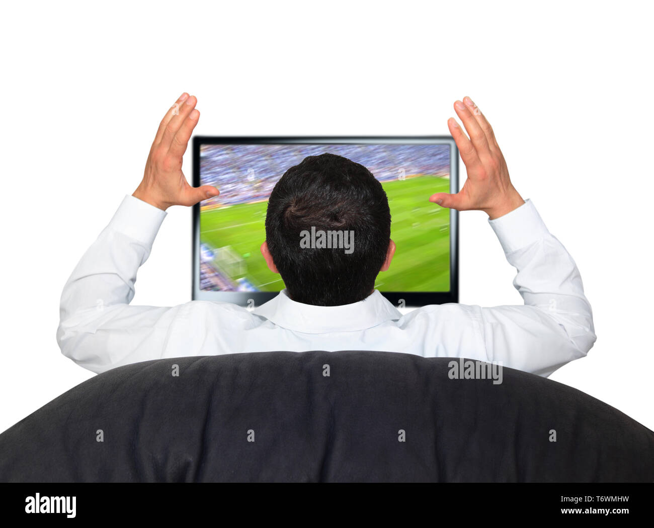 man is watching TV Stock Photo