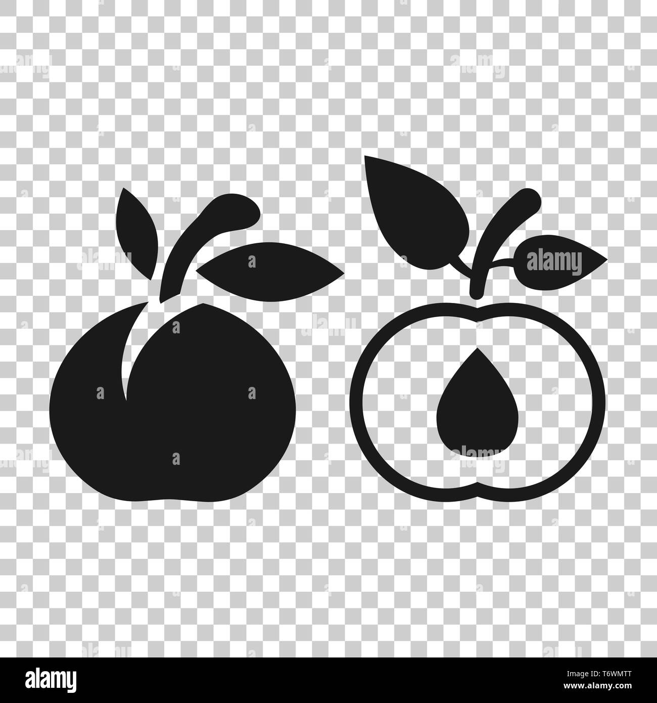 Apricot fruit icon in transparent style. Peach dessert vector