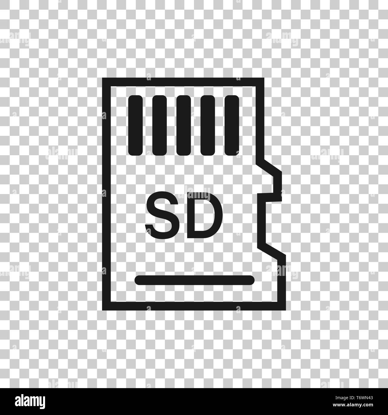 Micro SD card icon in transparent style. Memory chip vector illustration on isolated background. Storage adapter business concept. Stock Vector