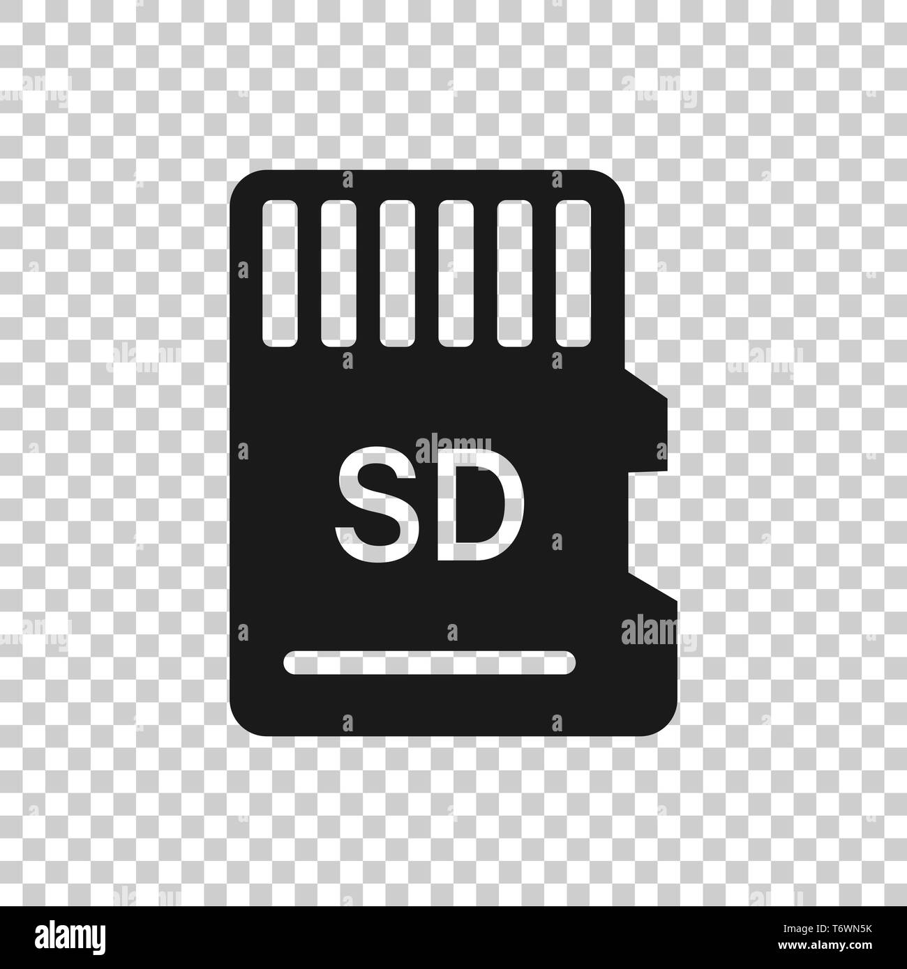 Micro SD card icon in transparent style. Memory chip vector illustration on isolated background. Storage adapter business concept. Stock Vector