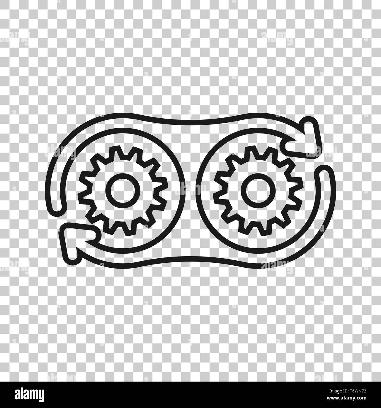 Development icon in transparent style. Devops vector illustration on isolated background. Cog with arrow business concept. Stock Vector