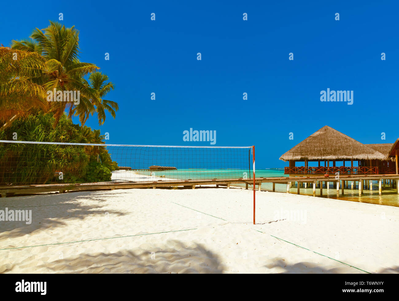Volleyball net in Maldives beach Stock Photo Alamy