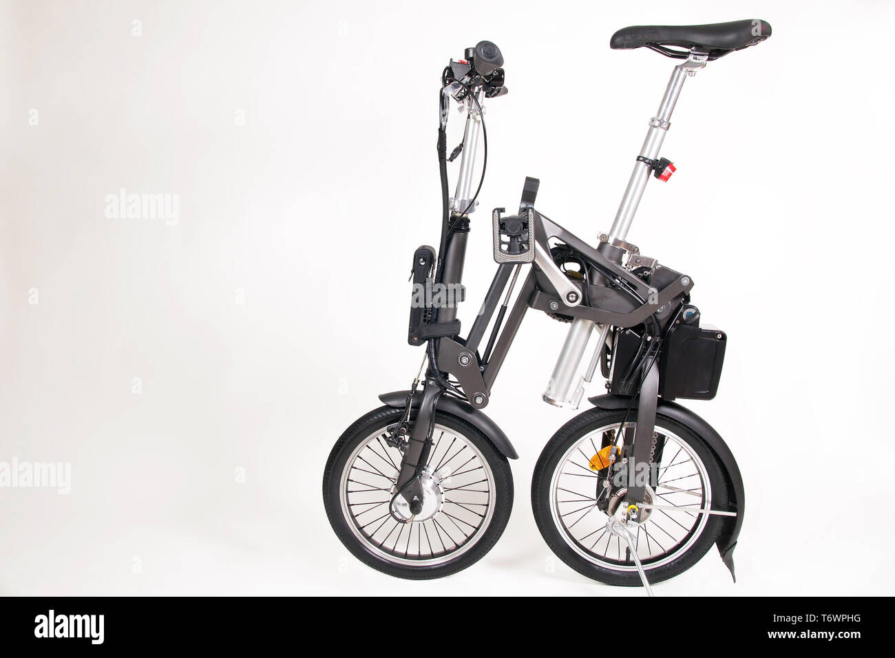 Foldable e-bike isolated on white background Stock Photo
