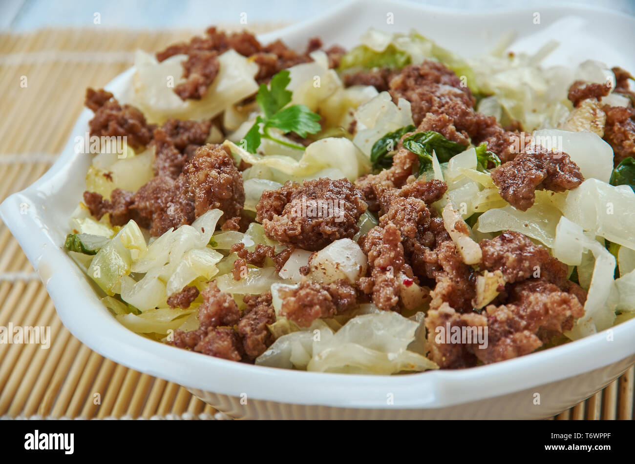 Ground Turkey And Cabbage Stir Fry Stock Photo Alamy