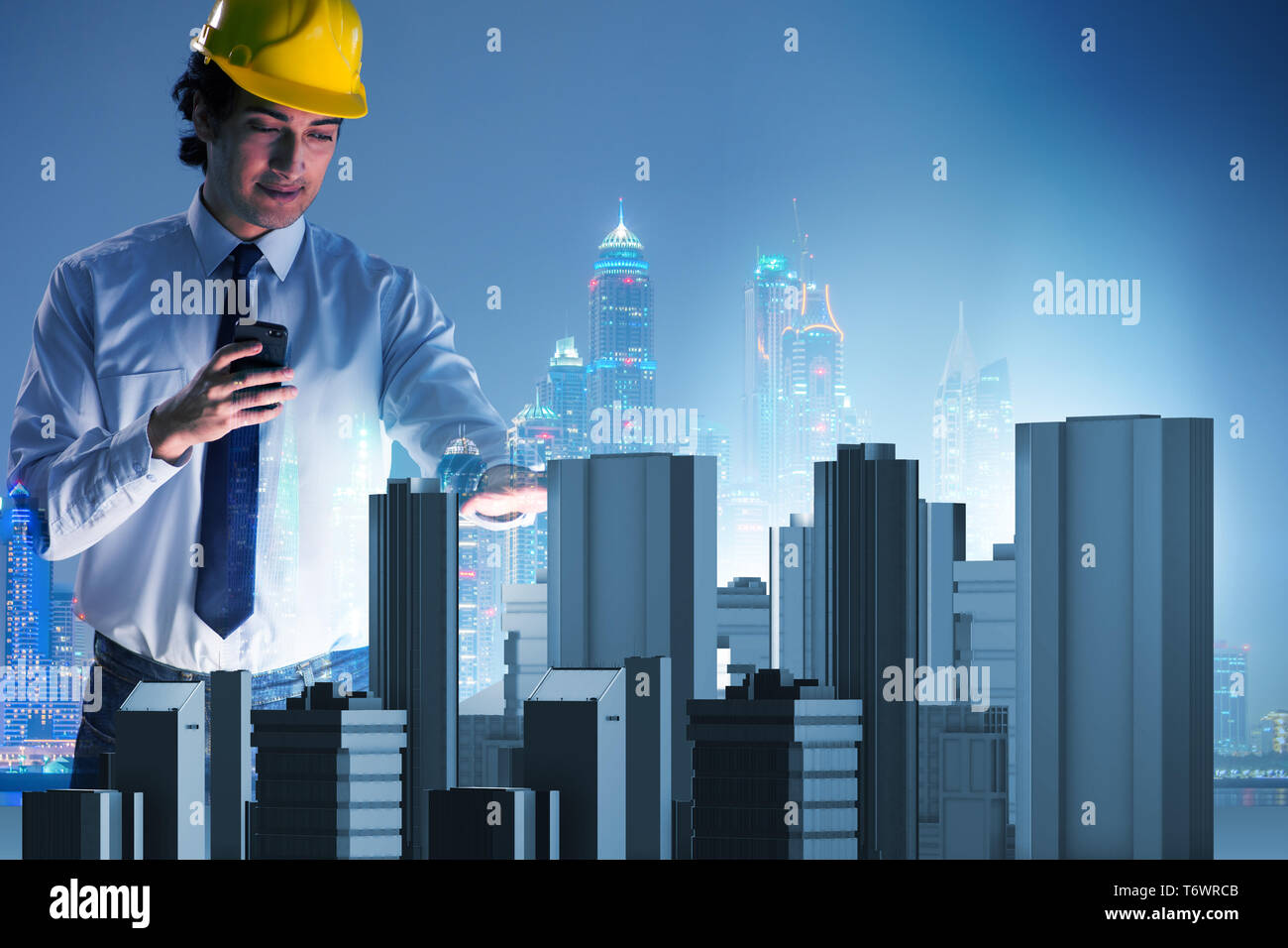 Futuristic architect doing urban planning Stock Photo Alamy