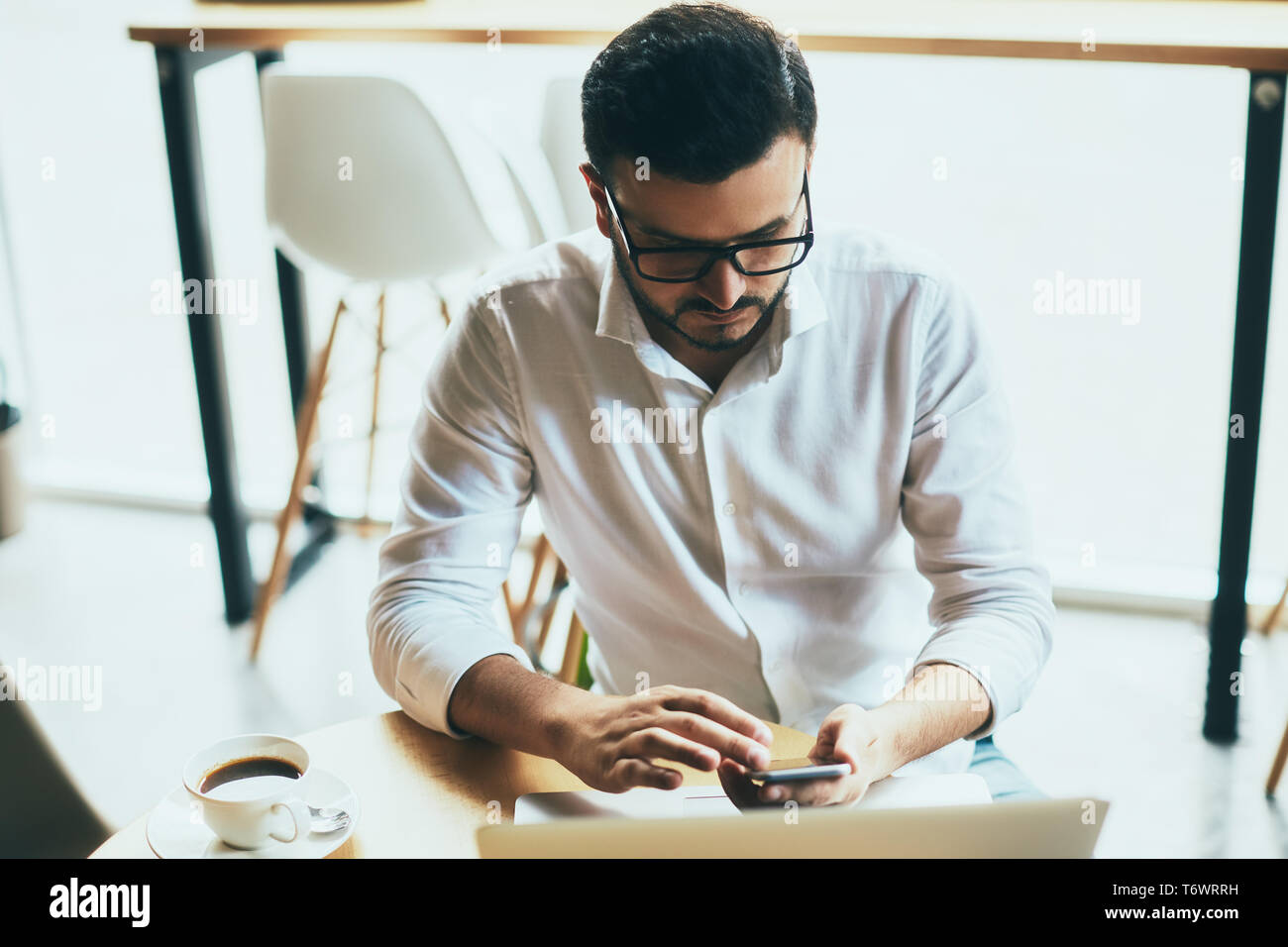 Working process in cafe Stock Photo - Alamy