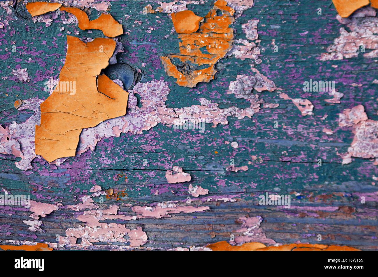 Texture background - wooden surface covered with old peeling paint Stock Photo