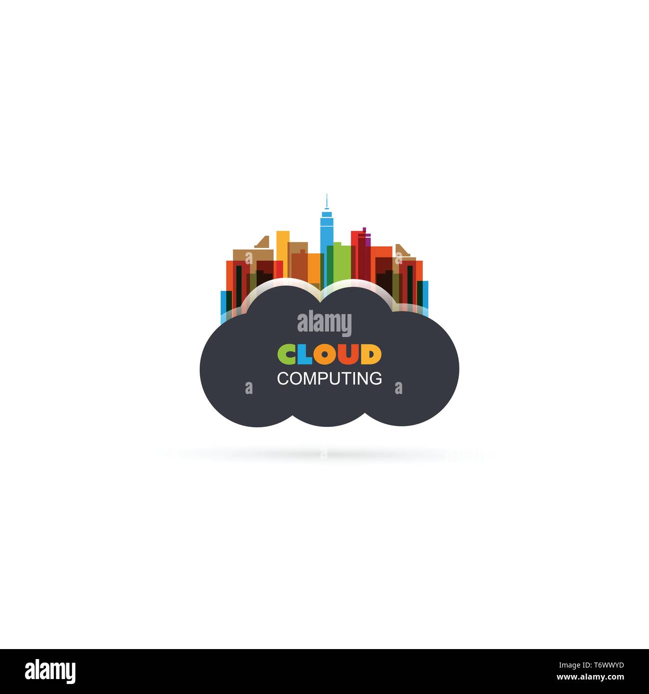 Cloud Computing Design Concept - Digital Network Connections, Technology Background Stock Vector