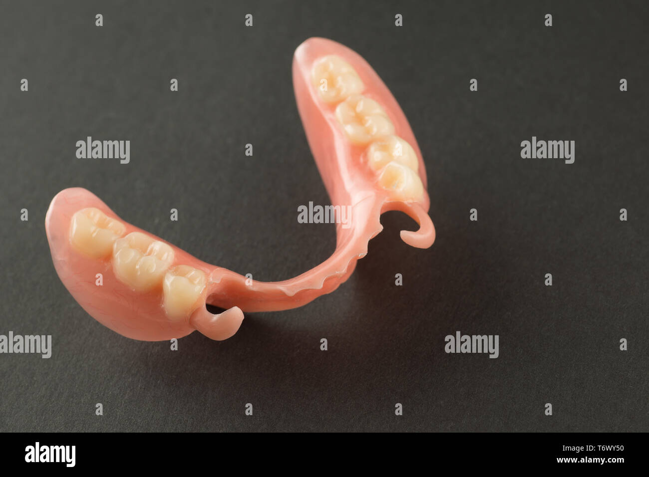large image of a modern nylon denture on a black background Stock Photo