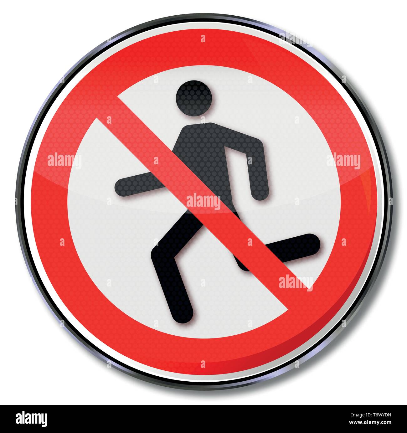 Prohibition sign running is prohibited in this area Stock Vector