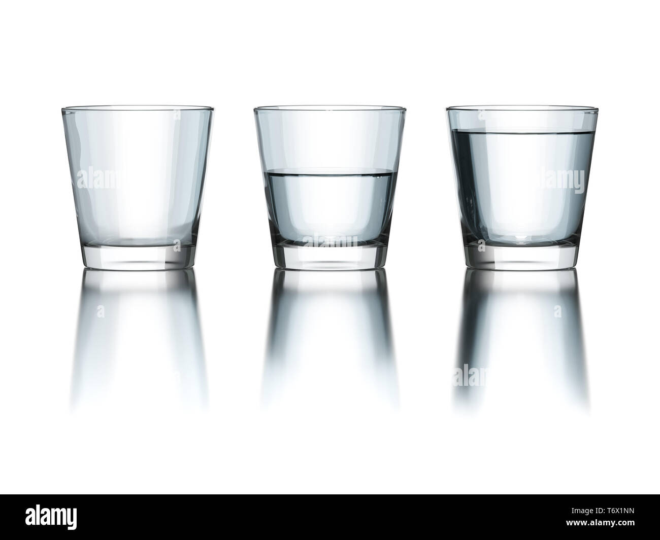 tree water glasses empty half and full philosophy Stock Photo