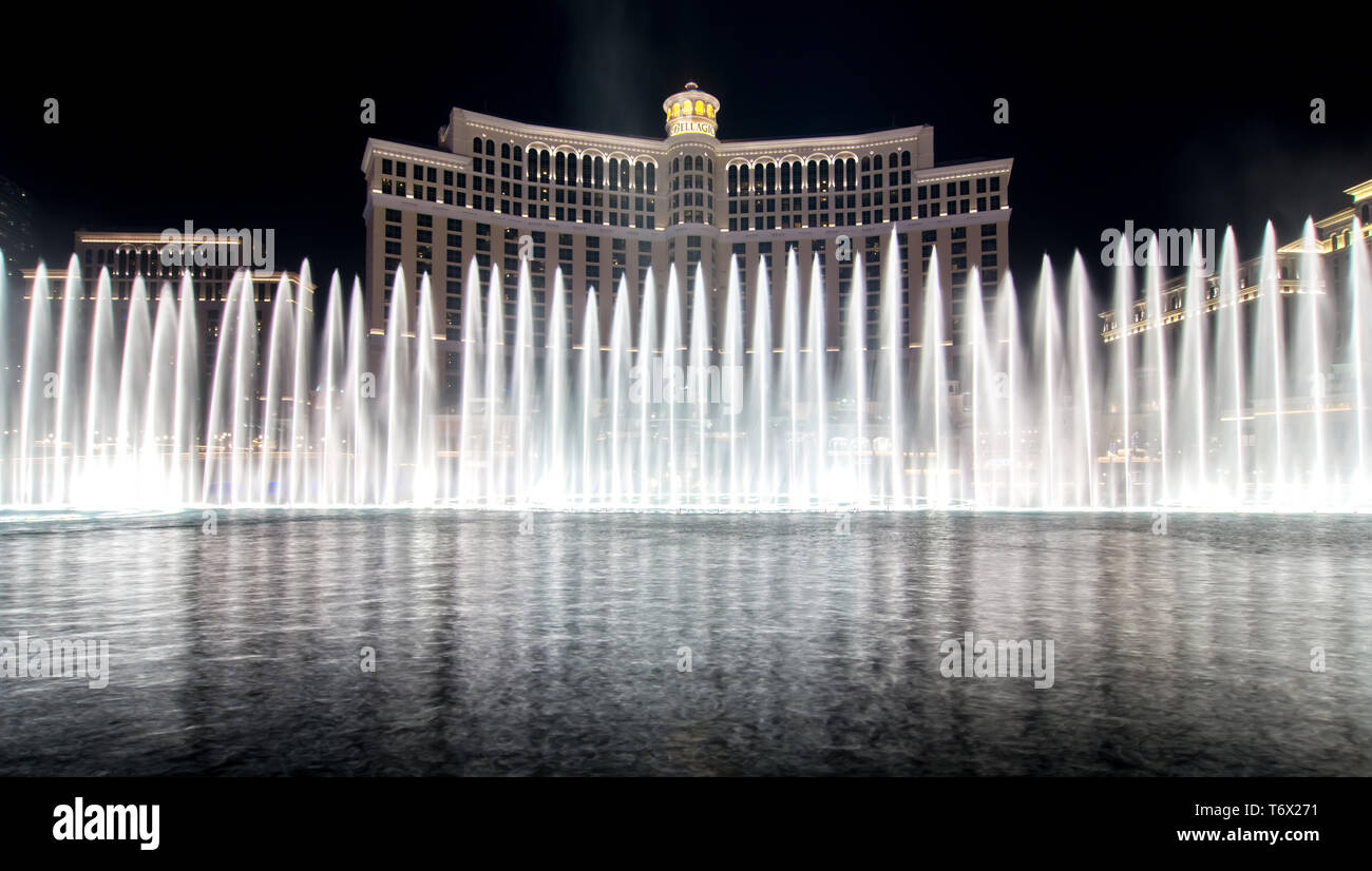 world famous fountain water show in las vegas nevada Stock Photo