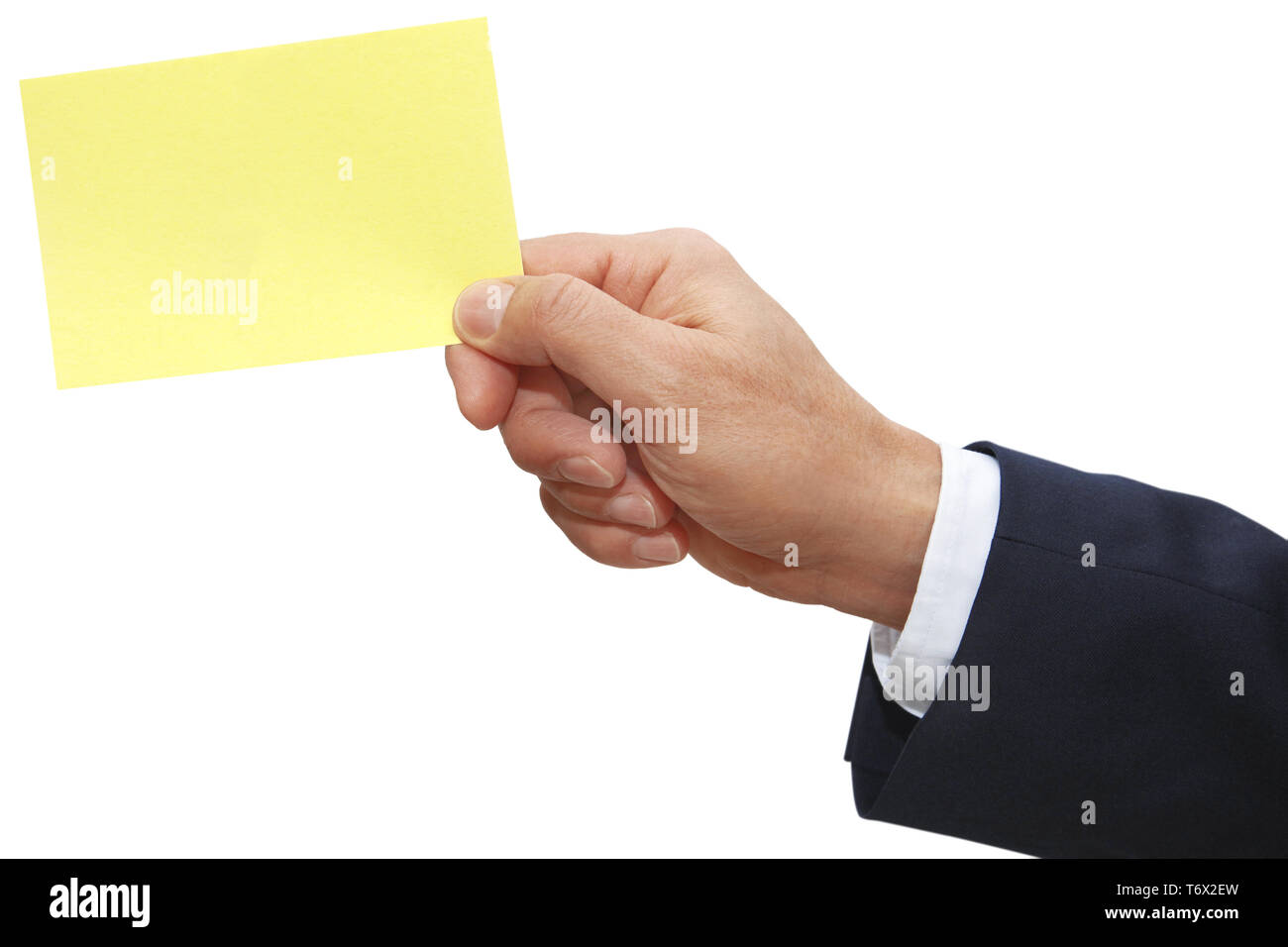 gesture, man with yellow card Stock Photo Alamy