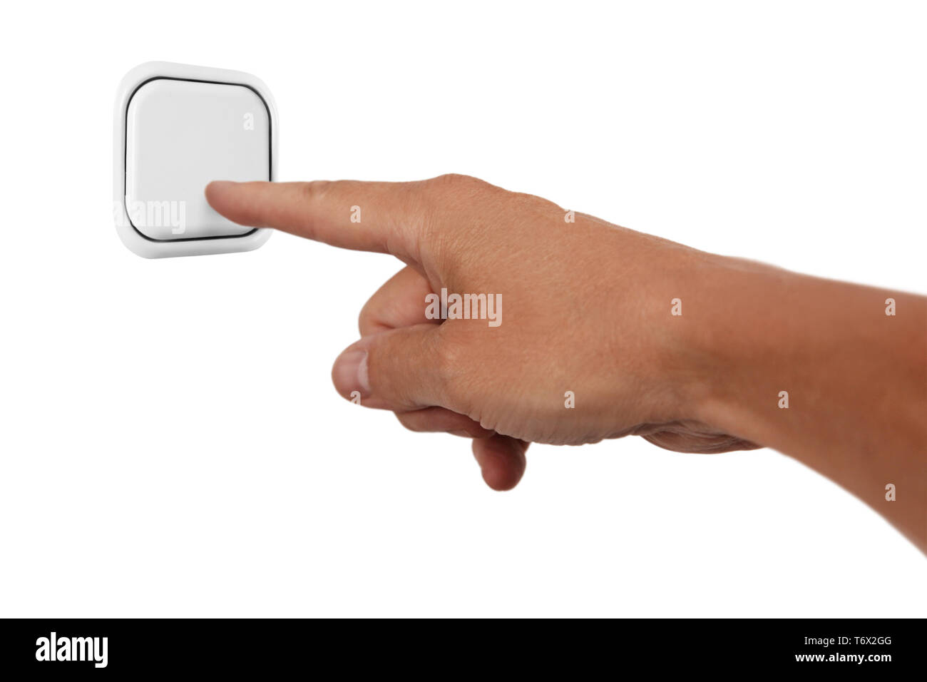Finger turns on the light Stock Photo