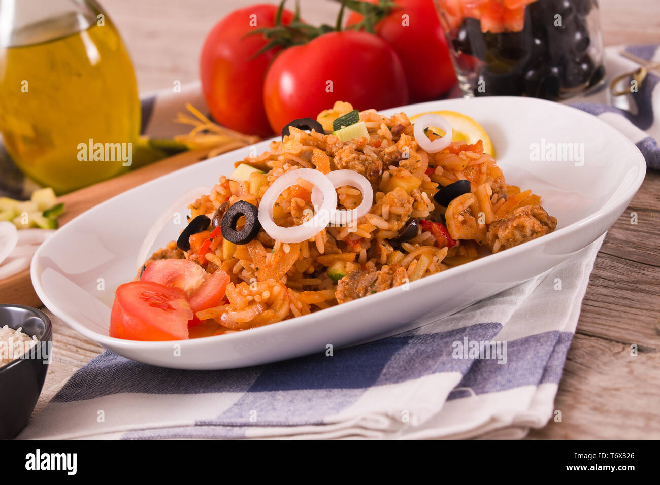 Gyros rice dish Stock Photo - Alamy