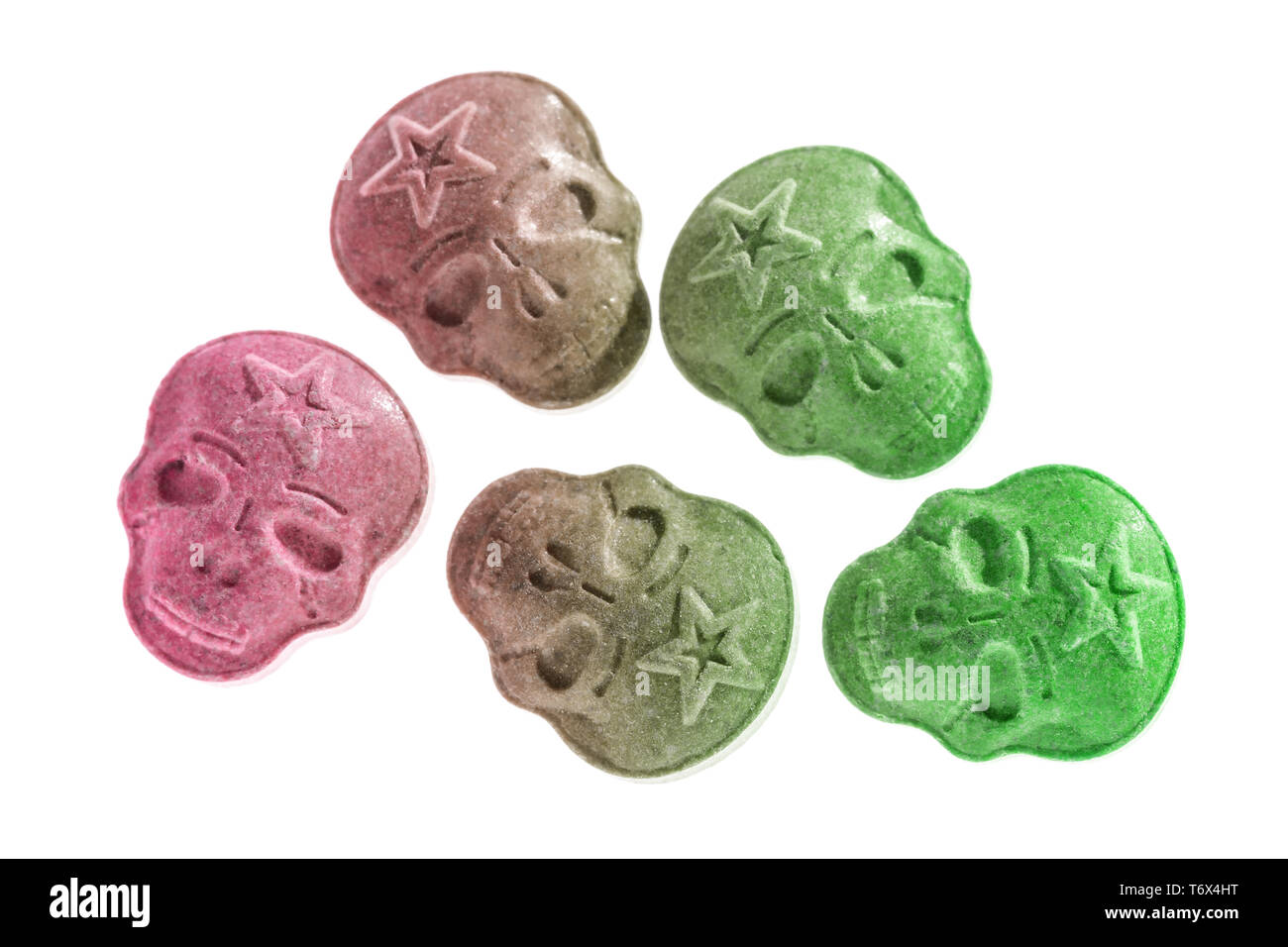 Five K To Green Gradient Army Skull Ecstasy Mdma Amphetamine Or Medication Pills Shaped Like A Skull Isolated On A White Background Stock Photo Alamy