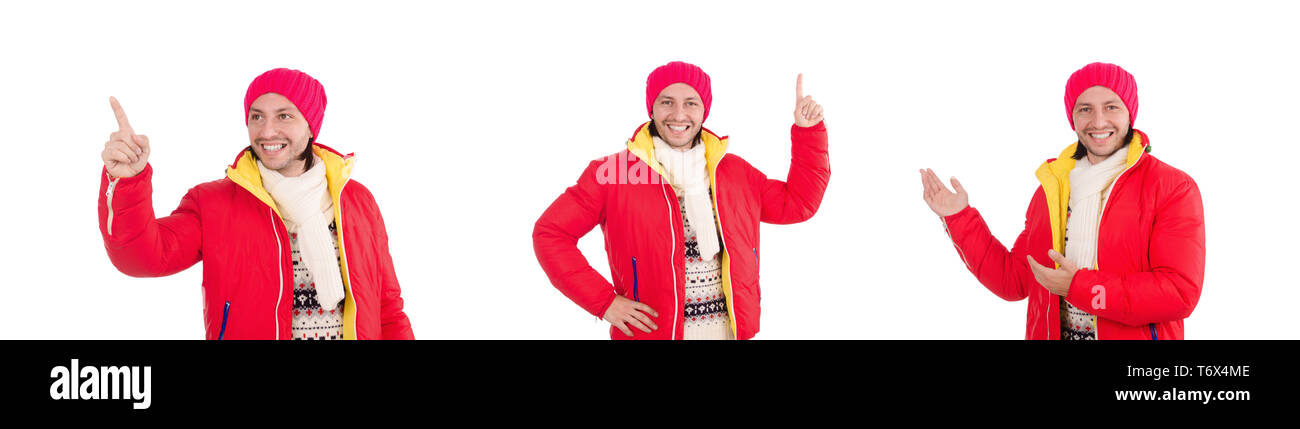 Young man in winter clothes isolated on white Stock Photo - Alamy