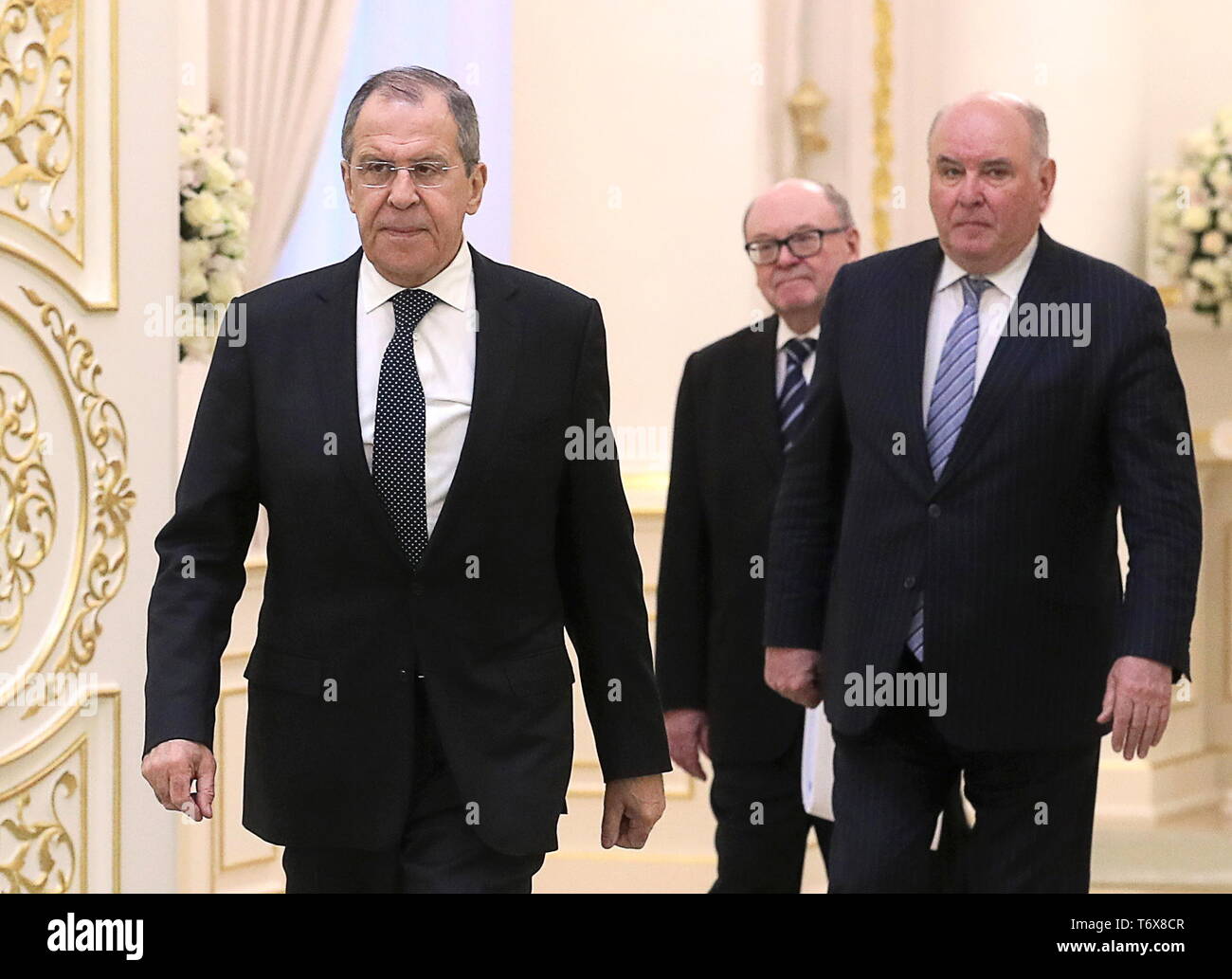 Attention Editors Misspelt Name Of Russian Diplomat In Caption For Tass Image Id Ts0aa45b Dated 2 May 2019 Titled Russia S Minister Of Foreign Affairs Lavrov Visits Uzbekistan Correct Name Karasin Corrected Caption