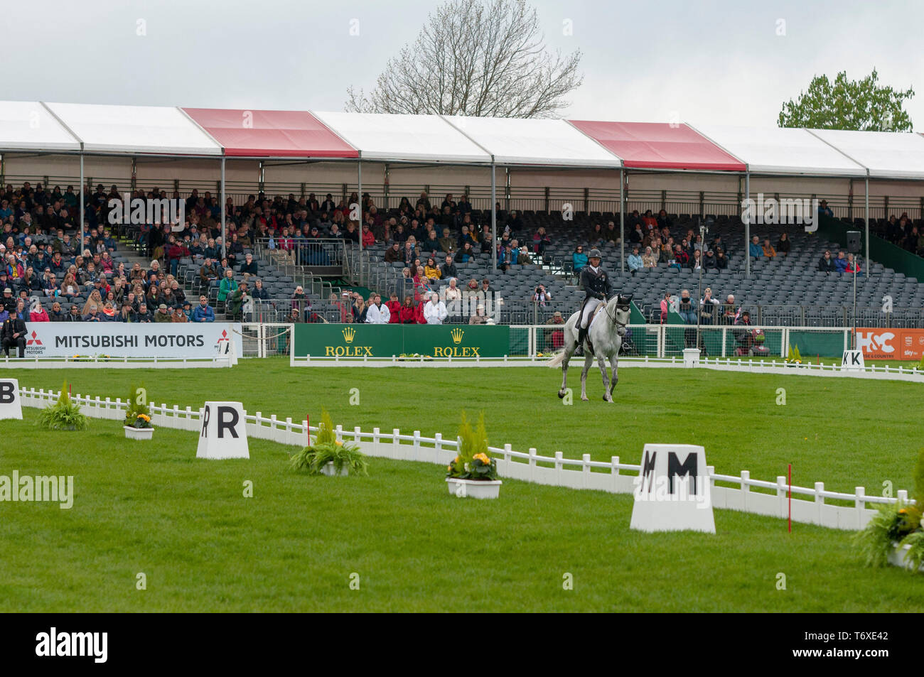 Badminton, Gloucestershire, United Kingdom, 2nd May 2019, Andrew Nicholson riding Swallow Springs during the Dressage Phase of the 2019 Mitsubishi Motors Badminton Horse Trials, Credit:Jonathan Clarke/Alamy Live News Stock Photo