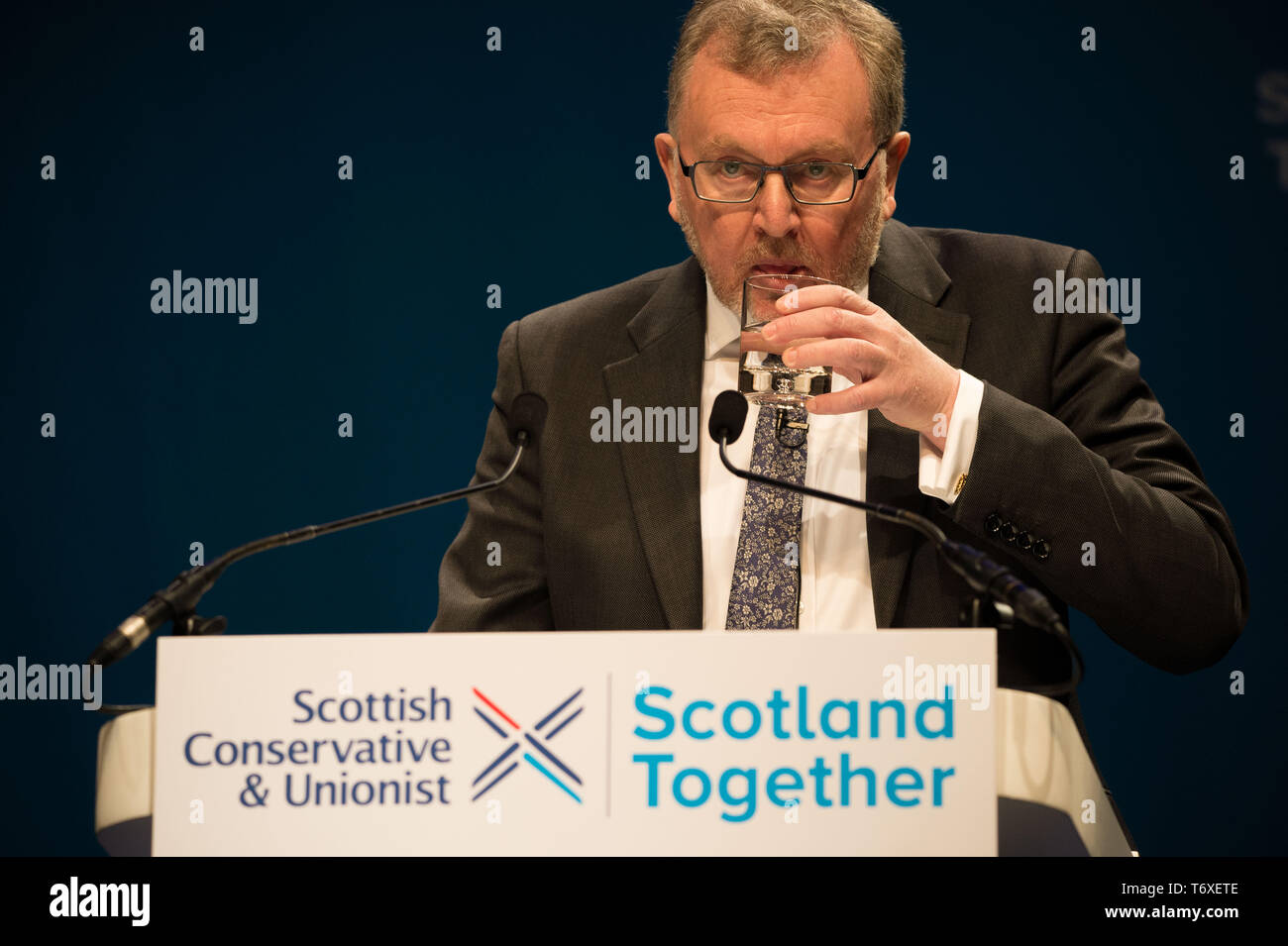 Aberdeen, UK. 3rd May, 2019. Secretary of State for Scotland, David Mundell MP, Scottish Conservative Party Conference at the Aberdeen Exhibition Conference Centre in Aberdeen. Credit: Colin Fisher/Alamy Live News Stock Photo