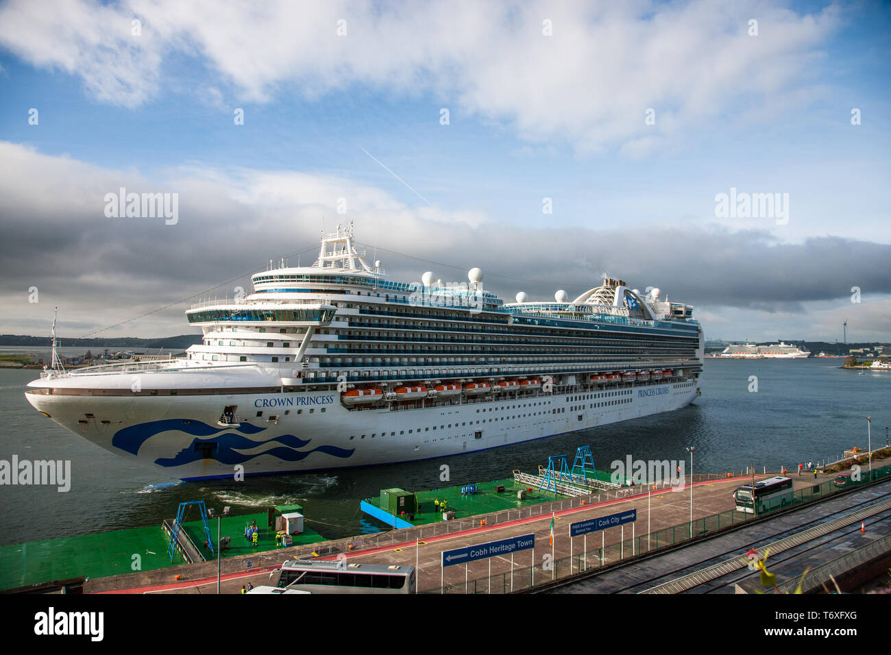 Cobh Cork Ireland 03rd May 2019 Cruise Liner Crown Princess About To Dock At The Deep Water Quay In Cobh While In The Background The Liner Celebrity Reflection Has Just Docked At Ringaskiddy
