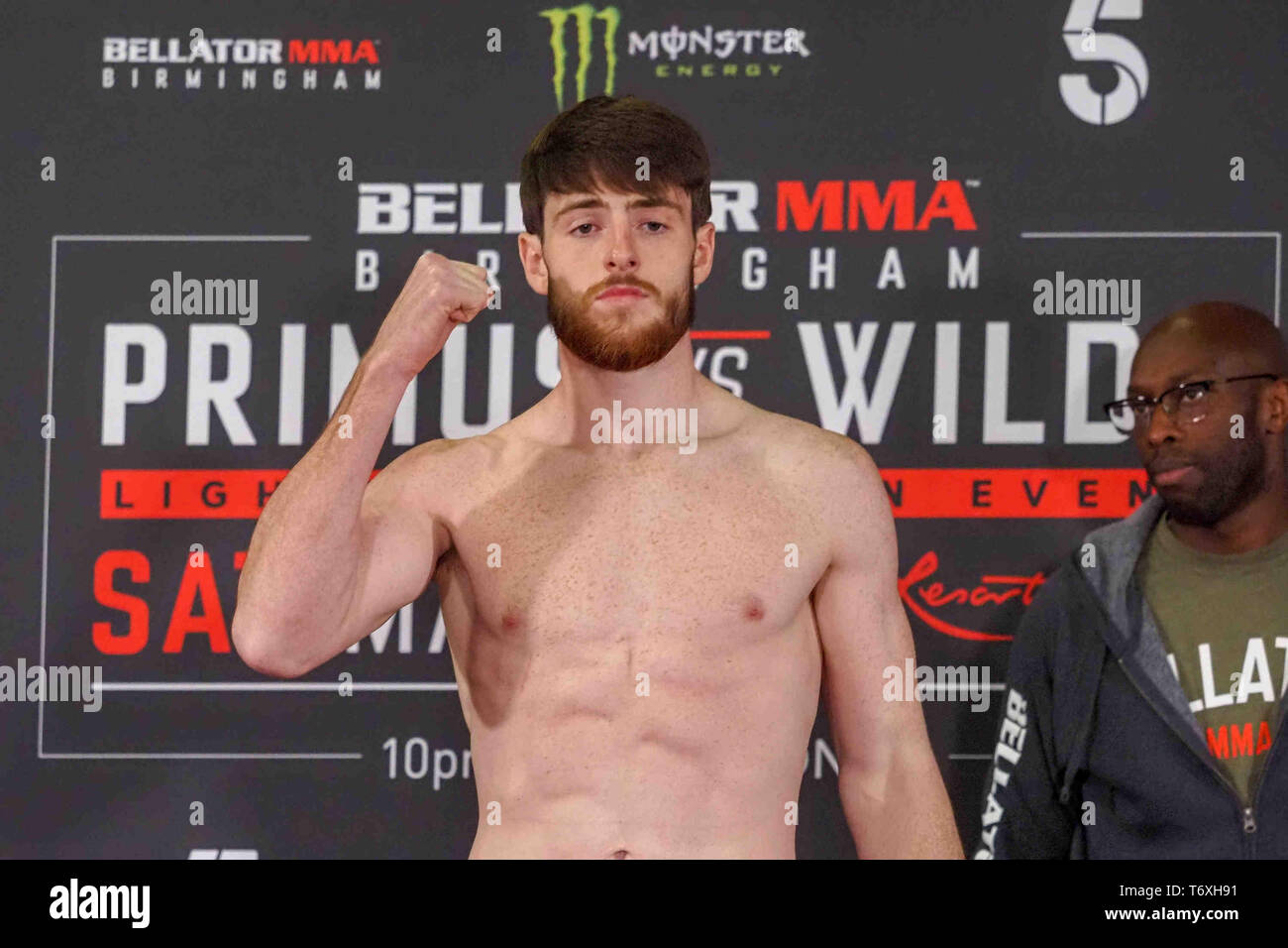 Simon Ridgway Rtr Birmingham, UK. 3rd May 2019. Simon Ridgway takes to the scales at ...