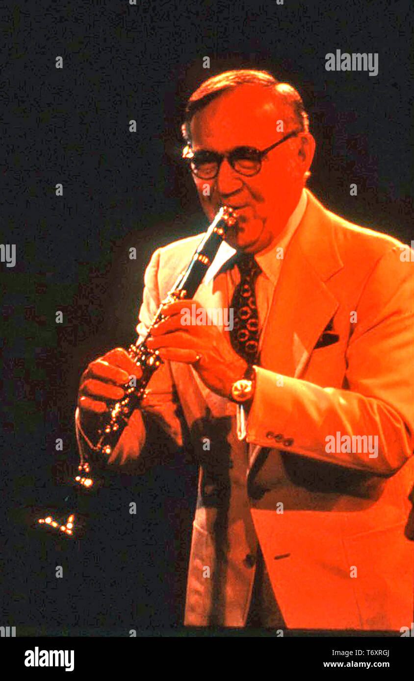 BENNY GOODMAN (1909-1986) American bandleader and jazz clarinetist about Stock Photo
