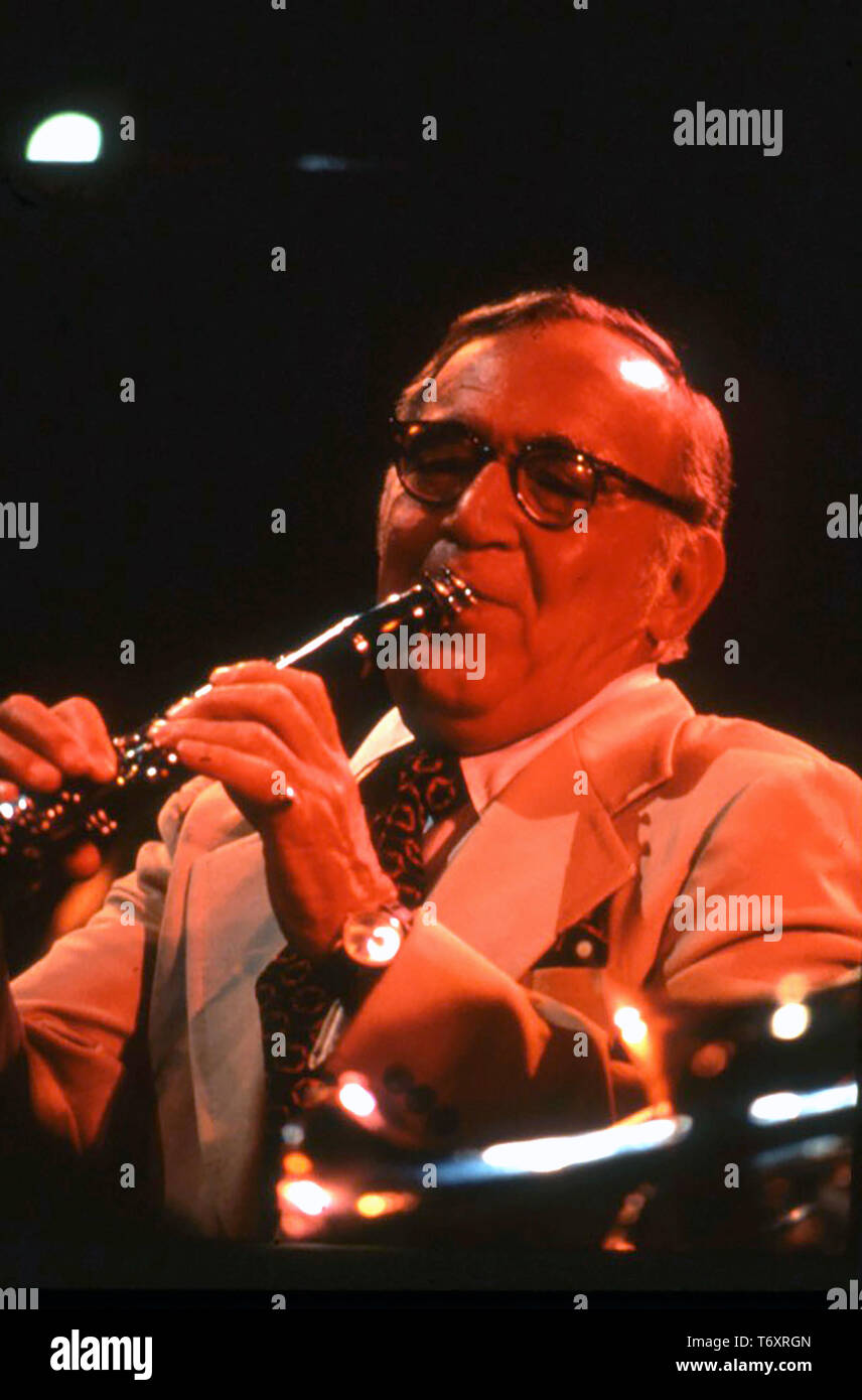 BENNY GOODMAN (1909-1986) American jazz clarinetist and bandleader about 1980 Stock Photo