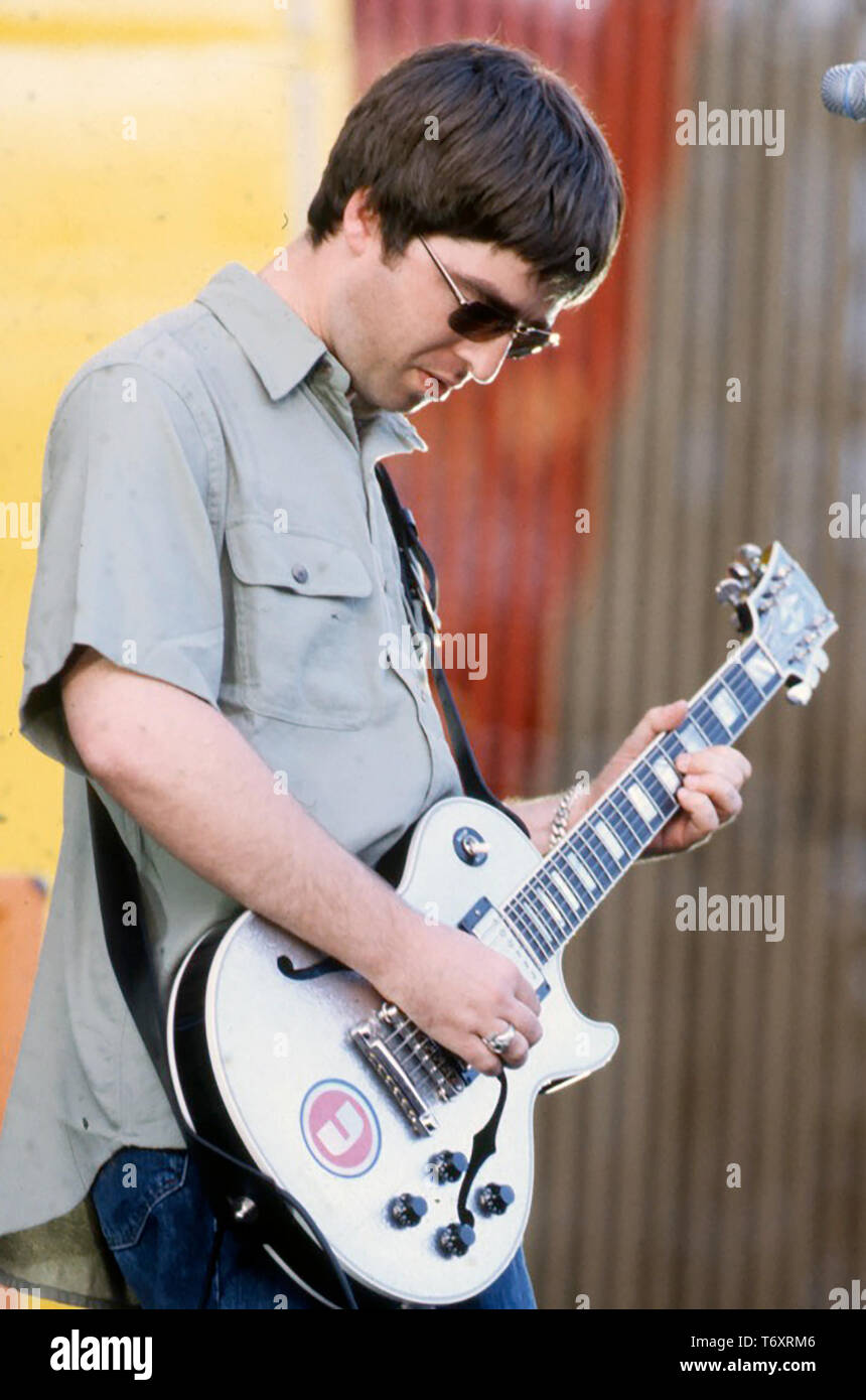 OASIS English rock group with Noel Gallagher in June 1997 Stock