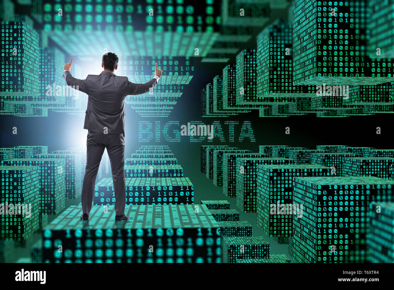 Fintech financial big data concept with analyst Stock Photo
