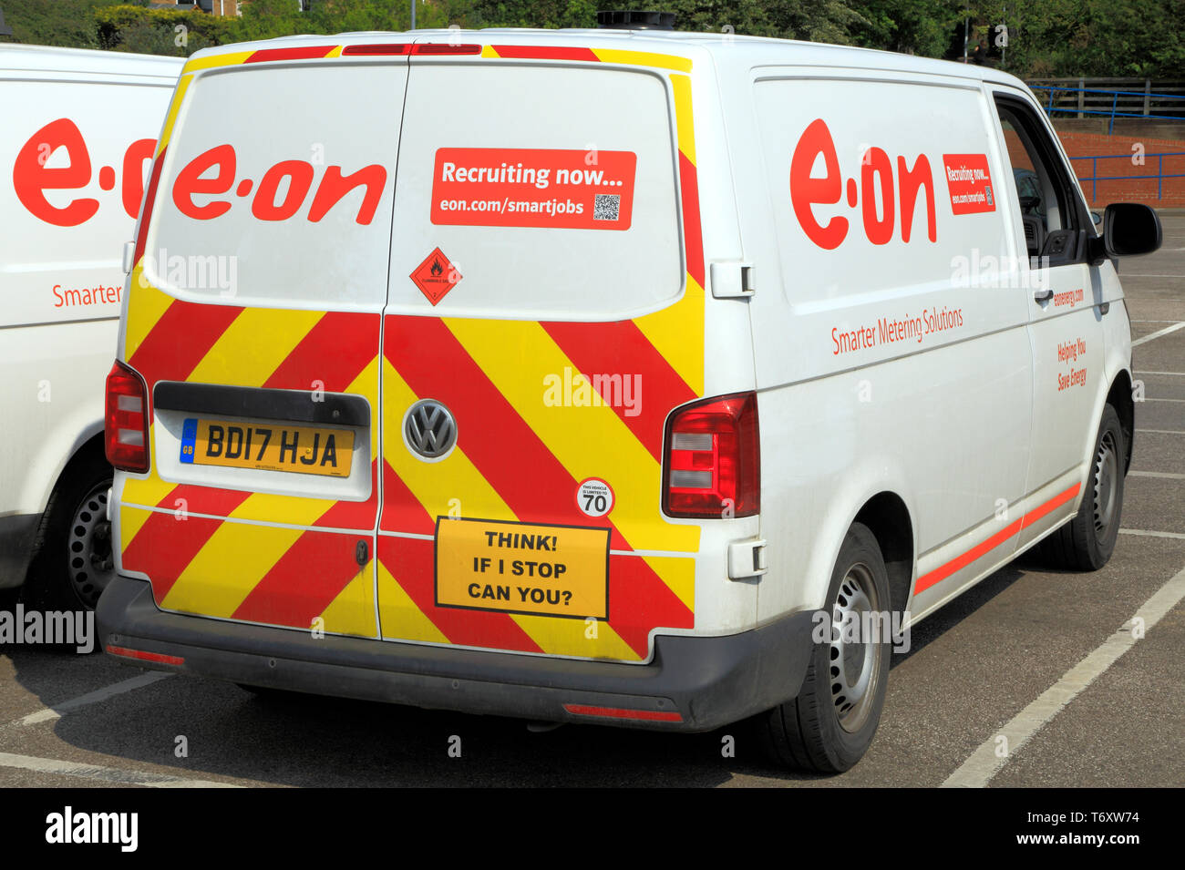 e.on, E.ON. electricity, supplier, UK, van, vehicle Stock Photo