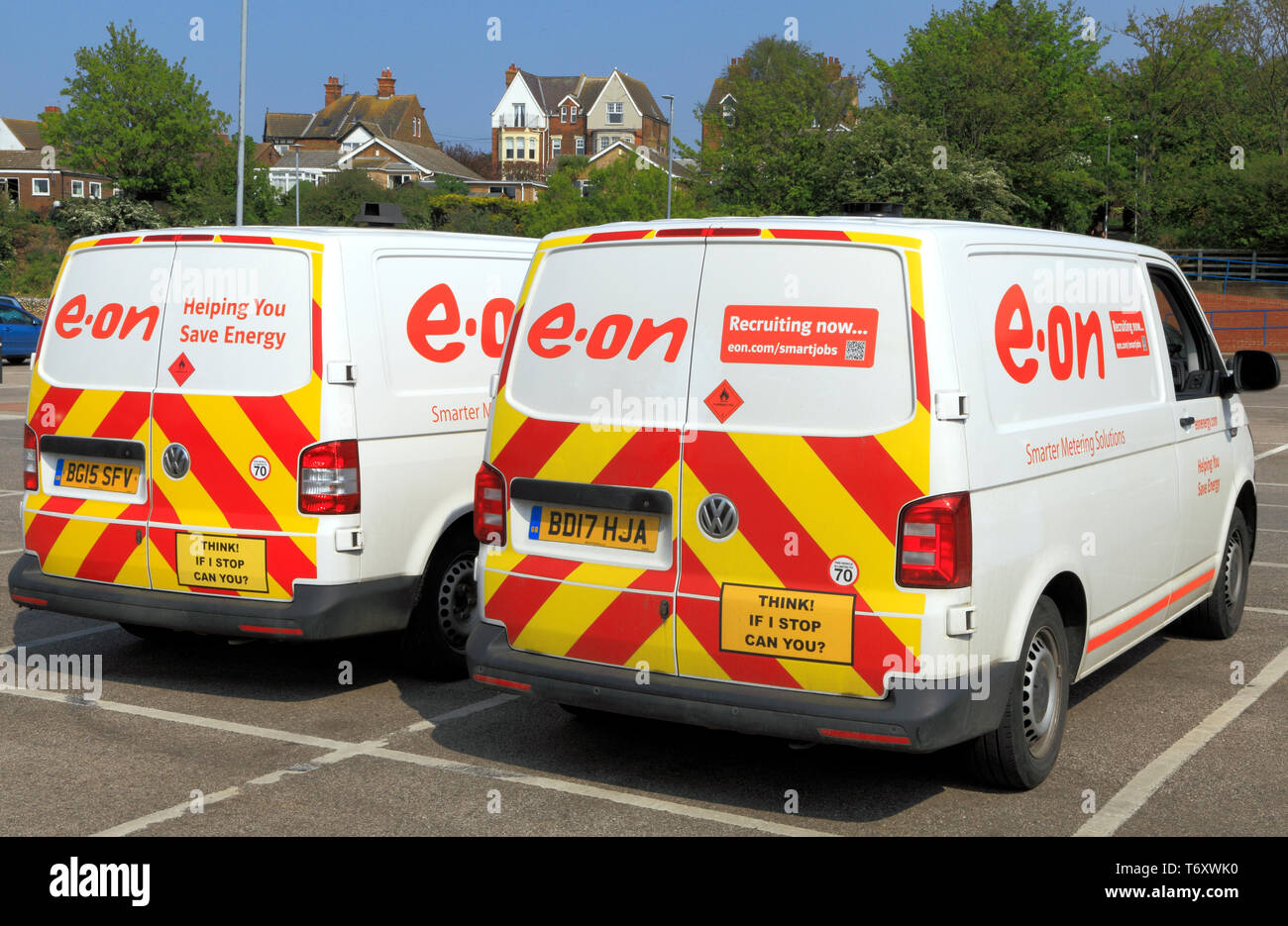 e.on, E.ON. electricity, supplier, UK, van, vehicle Stock Photo