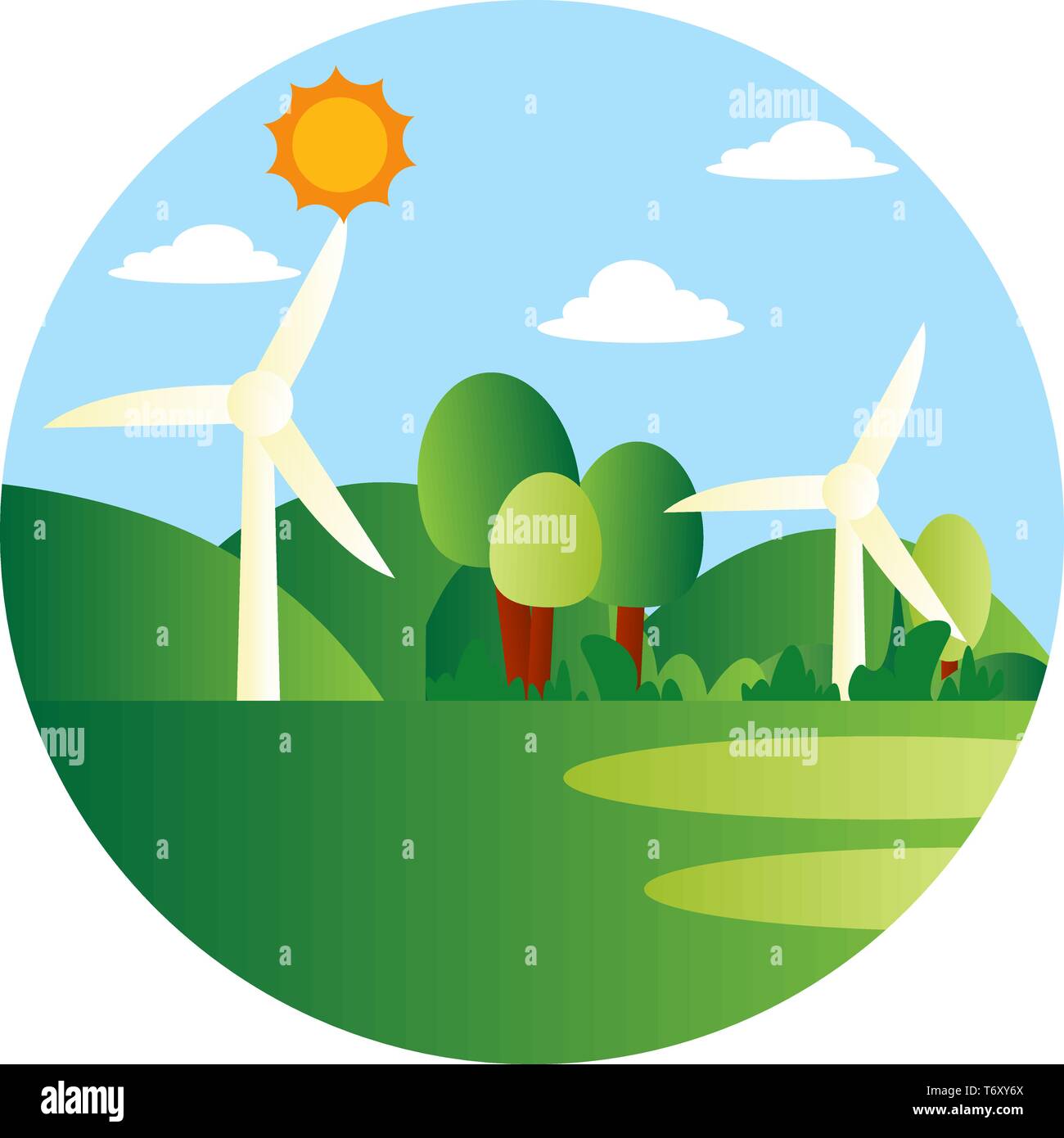 Wind as a energy source illustration vector on white background Stock Vector